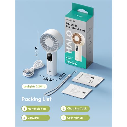 Aecooly PE01 Mini Ventilador Recargable Blanco