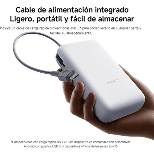 Xiaomi PowerBank 20.000 mAh 22.5W Cable Integrado USB-C Gris Claro (BHR9738GL)