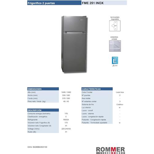 Rommer FME-251 Frigorífico 144 CM Inox