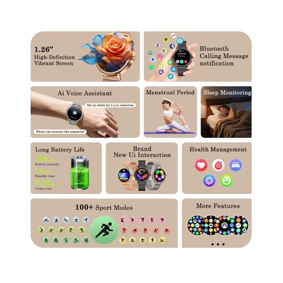 Blackview X30 Smartwatch con llamadas Bluetooth Dorado
