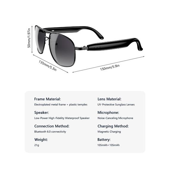 Blackview D1 Pro Gafas con Sonido Estéreo y Bluetooth