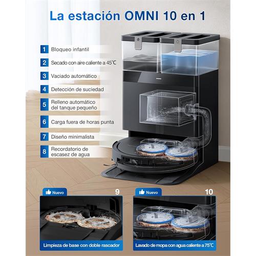 Ecovacs Deebot T50 OMNI Gen 2ª Robot Aspirador y Fregasuelos con Autovaciado, 21.000 Pa y Control por Voz con IA