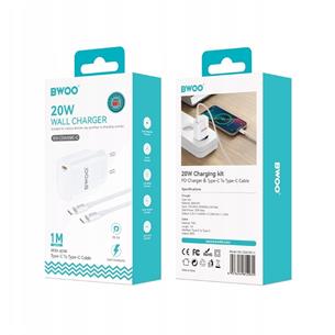 BWOO Cargador Rápido 20W Cable Type-C to Type-C 1 Metro Blanco (BO-CDA159C-C)