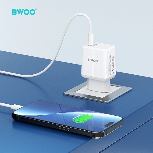 BWOO Cargador de Pared Carga Rápida 20W USB-C Blanco (BO-CDA127)