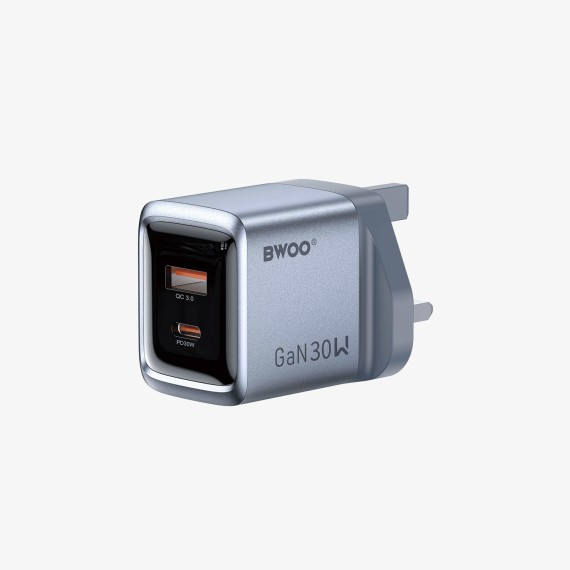BWOO Cargador de Pared Carga Rápida Gan 30W USB-C Gris (BO-CDA236)