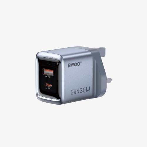 BWOO Cargador de Pared Carga Rápida Gan 30W USB-C Gris (BO-CDA236)