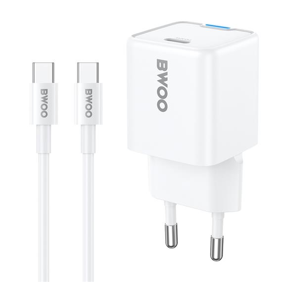 BWOO Cargador Rápido 30W Cable Type-C to Type-C 1 Metro Blanco (BO-CDA211C-C)