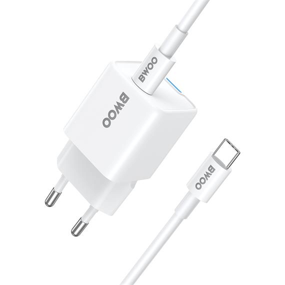 BWOO Cargador Rápido 30W Cable Type-C to Type-C 1 Metro Blanco (BO-CDA211C-C)
