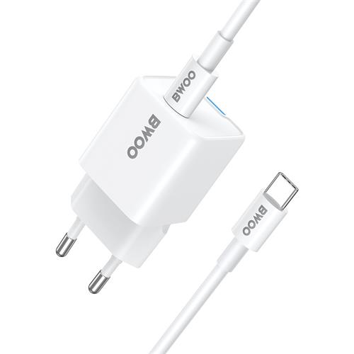 BWOO Cargador Rápido 30W Cable Type-C to Type-C 1 Metro Blanco (BO-CDA211C-C)