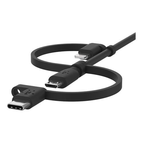 Belkin Cable USB-A 3 in 1 1Metro 15w Conectores USB-C Micro-Usb Lightning Negro (CAC001BT1MBK)