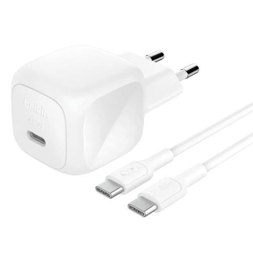 Belkin Cargador Carga Rápida 45W + Cable USB-C to USB-C 1 Metro Blanco (WCA013KQ1MWH-B6)