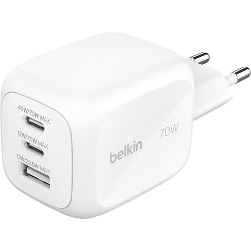 Belkin Cargador USB-C Gan 70W  Blanco (WCH018HQWH)