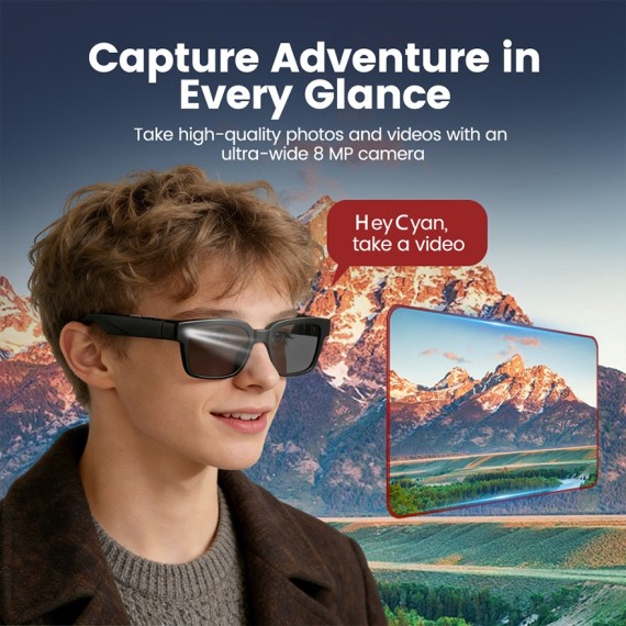 Bomanlon BV01 Gafas De Sol con Cámara HD, Bluetooth, y Traductor por IA
