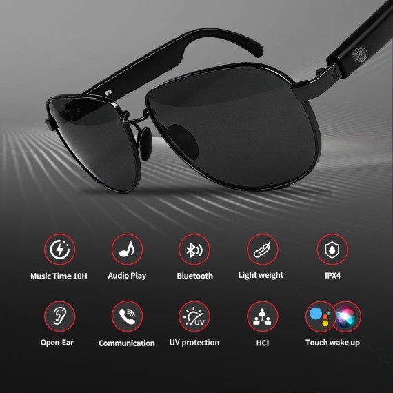 Bomanlon BL-02 Gafas de Sol con Bluetooth para Audio y Llamadas