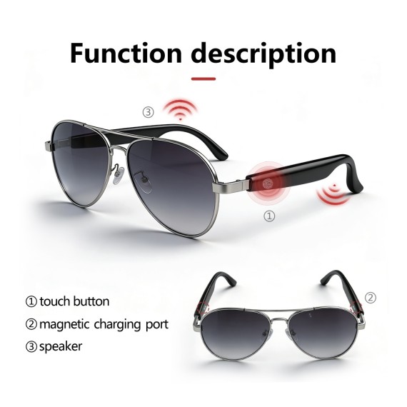 Bomanlon BL-02 Gafas de Sol con Bluetooth para Audio y Llamadas