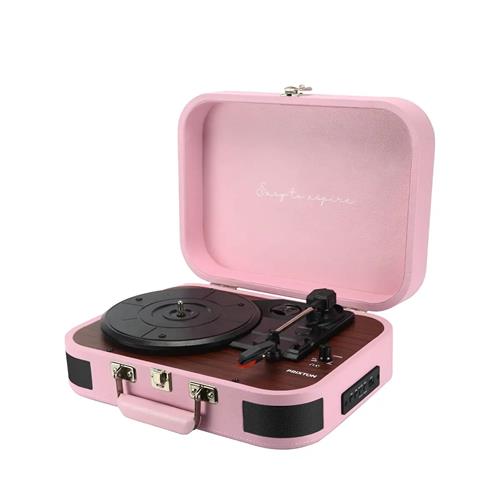 Prixton VC600 Tocadiscos con Grabación a USB, Radio FM y Salidas AUX y RCA Rosa