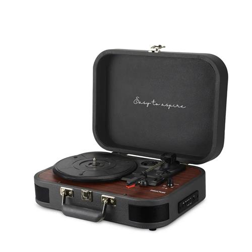 Prixton VC600 Tocadiscos con Grabación a USB, Radio FM y Salidas AUX y RCA Gris