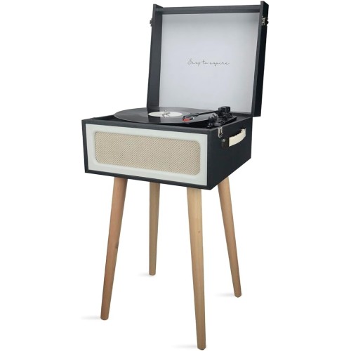 Prixton Tocadiscos Detroit Estilo Vintage, Bluetooth, Radio FM, Salida 3.5mm