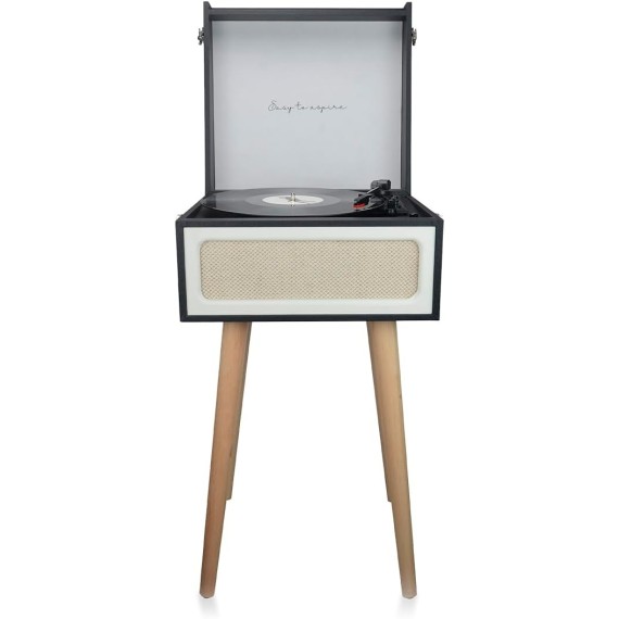 Prixton Tocadiscos Detroit Estilo Vintage, Bluetooth, Radio FM, Salida 3.5mm