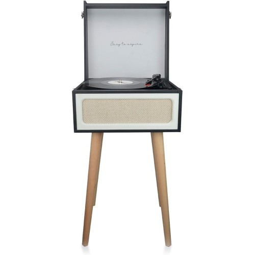 Prixton Tocadiscos Detroit Estilo Vintage, Bluetooth, Radio FM, Salida 3.5mm