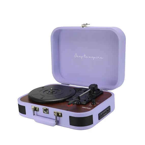 Prixton VC600 Tocadiscos con Grabación a USB, Radio FM y Salidas AUX y RCA Lila