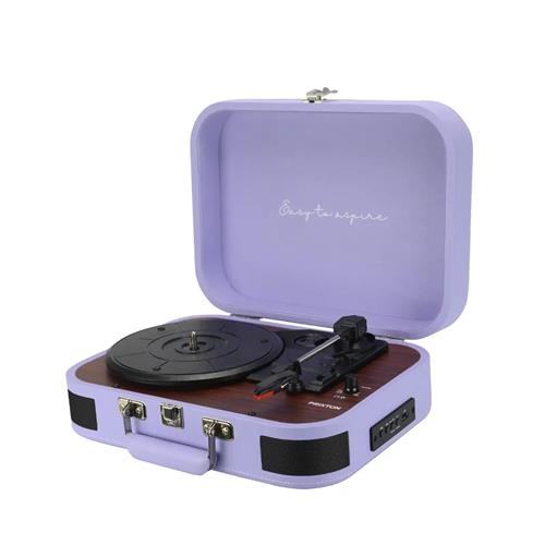 Prixton VC600 Tocadiscos con Grabación a USB, Radio FM y Salidas AUX y RCA Lila
