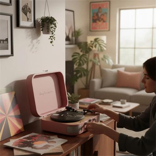 Prixton VC600 Tocadiscos con Grabación a USB, Radio FM y Salidas AUX y RCA Mocha Mousse