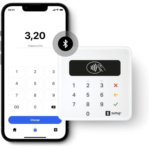 Sumup Air Lector de Tarjetas de Crédito Portátil Bluetooth para Chip y Pin