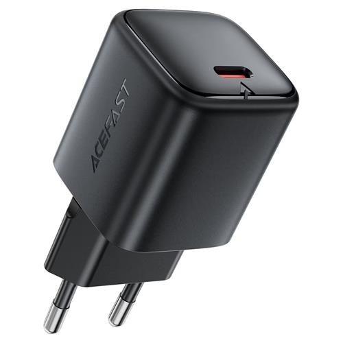 Cargador USB-C Acefast A136 PD40W Mini GaN Cargador Rápido Negro