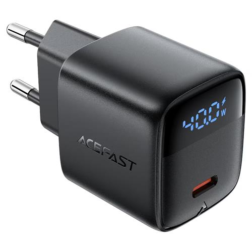 Cargador USB-C Acefast A135 PD40W GaN con Display Digital Negro