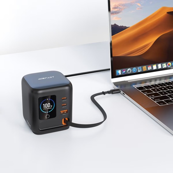 Cargador Sobremesa Acefast Z10 100W GaN con 3x USB-C y 1x USB-A con Pantalla