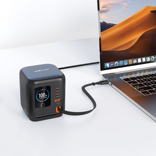Cargador Sobremesa Acefast Z10 100W GaN con 3x USB-C y 1x USB-A con Pantalla