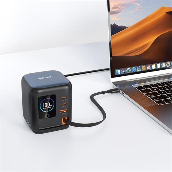 Cargador Sobremesa Acefast Z10 100W GaN con 3x USB-C y 1x USB-A con Pantalla