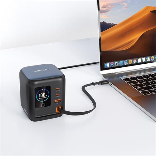Cargador Sobremesa Acefast Z10 100W GaN con 3x USB-C y 1x USB-A con Pantalla