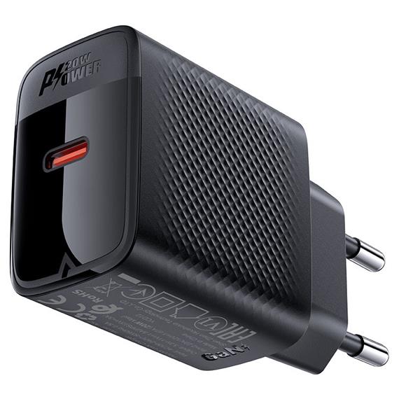 Cargador USB-C Acefast A82 PD20W GaN + Cable USB-C 1,2 Metros Negro