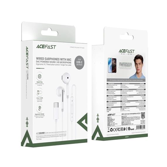 Acefast L13 Auricular con Cable USB-C Blanco