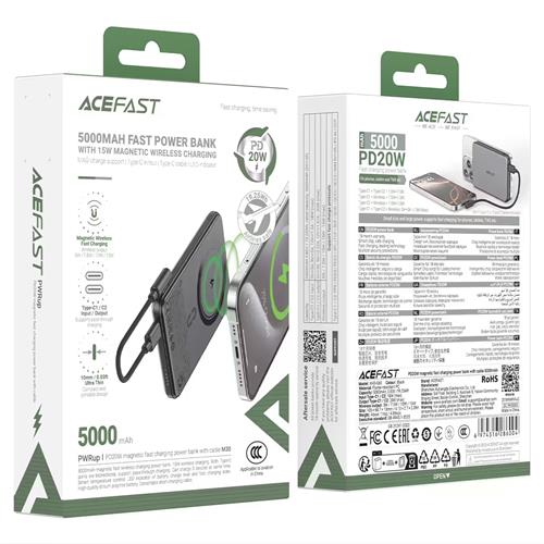 Acefast M30 PD20W Powerbank Magnético 5.000mAh Ultraplano