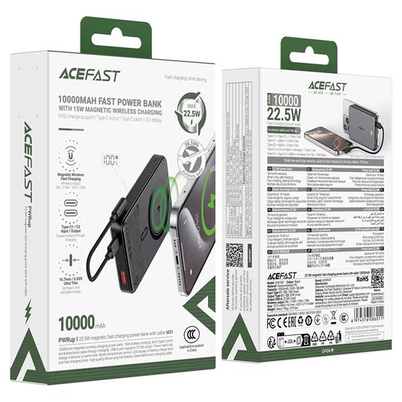 Acefast M31 22.5W Powerbank Magnético 10.000mAh con Pantalla