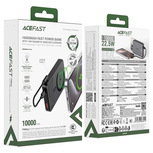Acefast M31 22.5W Powerbank Magnético 10.000mAh con Pantalla