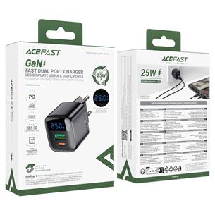 Cargador USB-C y USB-A Acefast A114 PD25W GaN con Display Digital