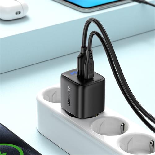 Cargador USB-C y USB-A Acefast A114 PD25W GaN con Display Digital