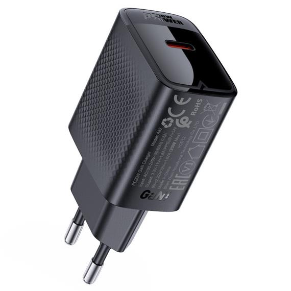 Cargador USB-C Acefast A82 PD20W GaN Negro