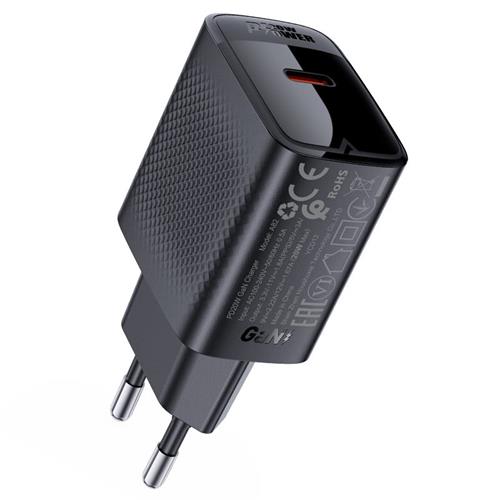 Cargador USB-C Acefast A82 PD20W GaN Negro