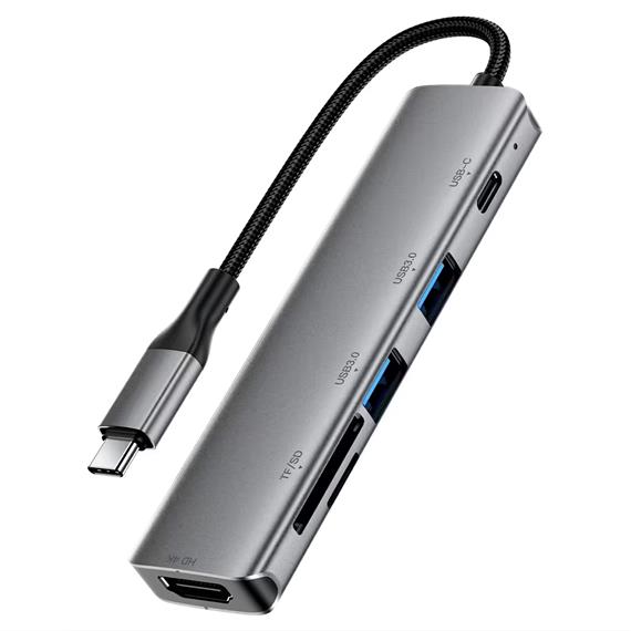 Acefast J18 Hub USB-C 6-1 con 2x USB-A, 1x USB-C, HDMI, Lector SD/Micro