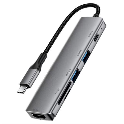 Acefast J18 Hub USB-C 6-1 con 2x USB-A, 1x USB-C, HDMI, Lector SD/Micro