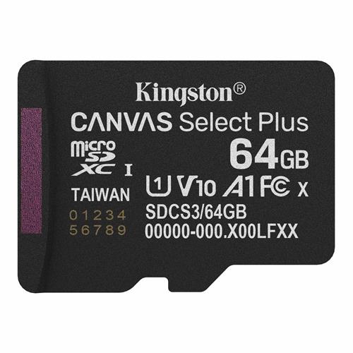 Memoria Micro SD 64GB Kingston 100MB/s Single Pack SDCS3/64GBSP