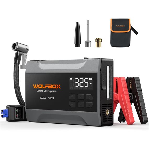 Wolfbox MegaVolt 10 Air Arrancador 12V 2.000Amp con Compresor 150 PSI