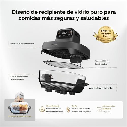 Dreame Tasti Freidora de Aire de Vidrio con 2.5L y 4.5 L 1500 W Gris