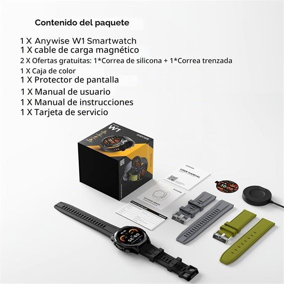 Doogee Anywise W1 Plata 1,43" AMOLED GPS Dual Llamadas Bluetooth +178 deportes