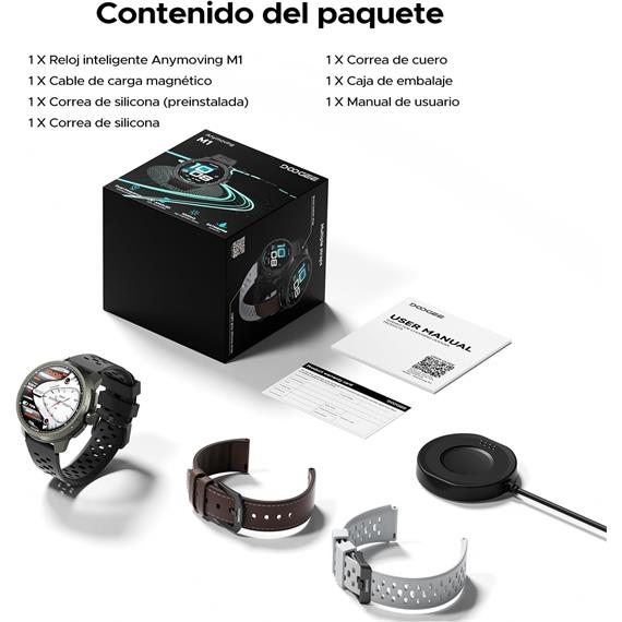 Doogee Anymoving M1 Gris 1,5" AMOLED GPS Dual Bluetooth +170 deportes